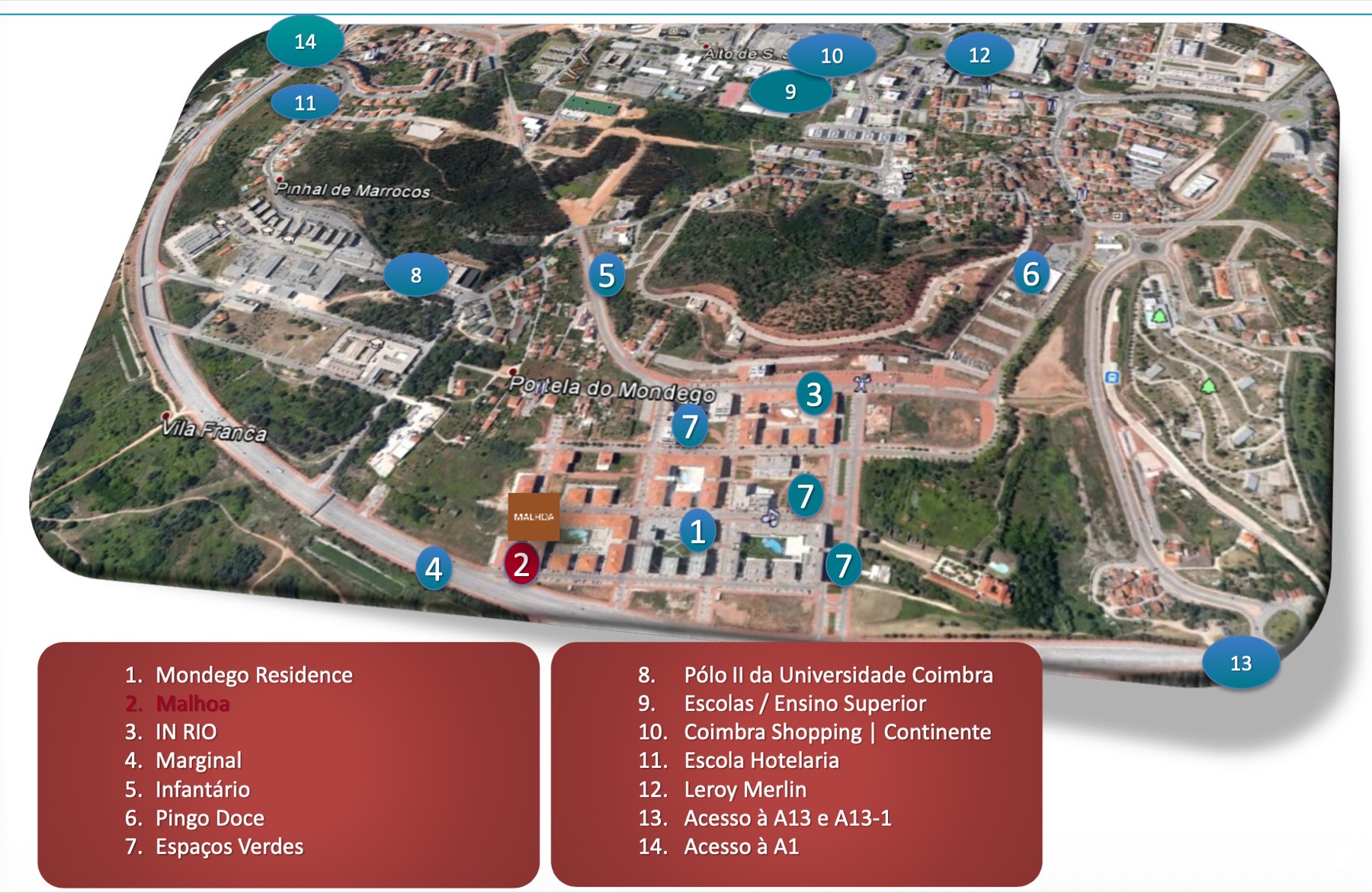 Mapa da Quinta da Portela com pontos de interesse próximos